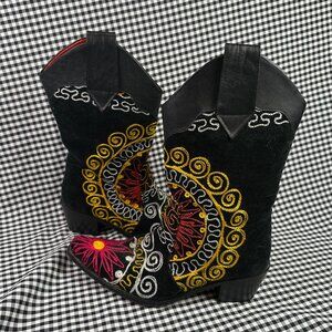Zeyzani One of a Kind Suzani Pull On Velvet Cowboy Boots Embroidered Floral 36